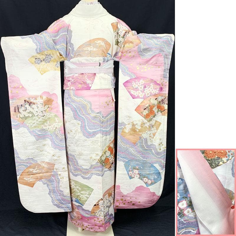 509z26.507y10.帯締め帯揚げ☆ゆめかわ！振袖 古典柄 金駒刺繍 金彩