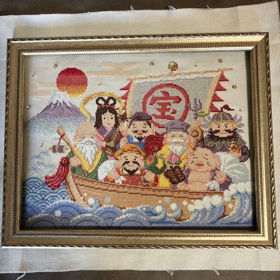 ホビーラホビーレクロスステッチ　七福神のしあわせ宝舟　完成品