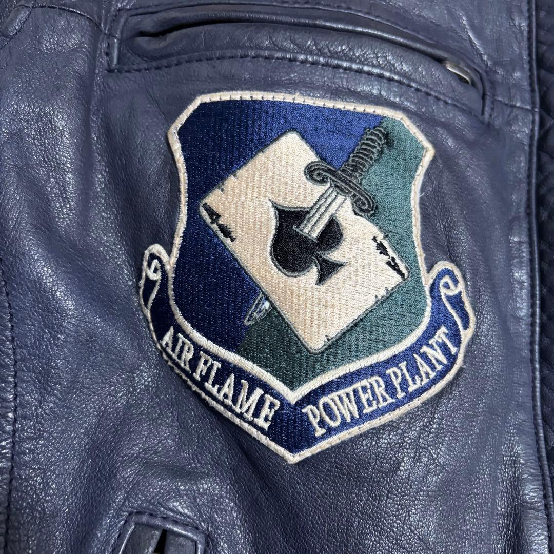 AVIREX マルチワッペン ゴートスキン シングルライダースジャケット L