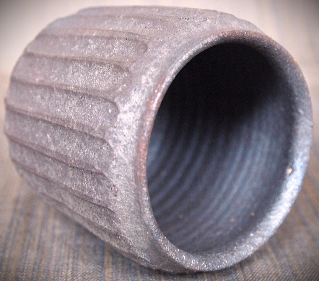 希少作★中里隆★焼き締めしのぎ文湯のみ★栞