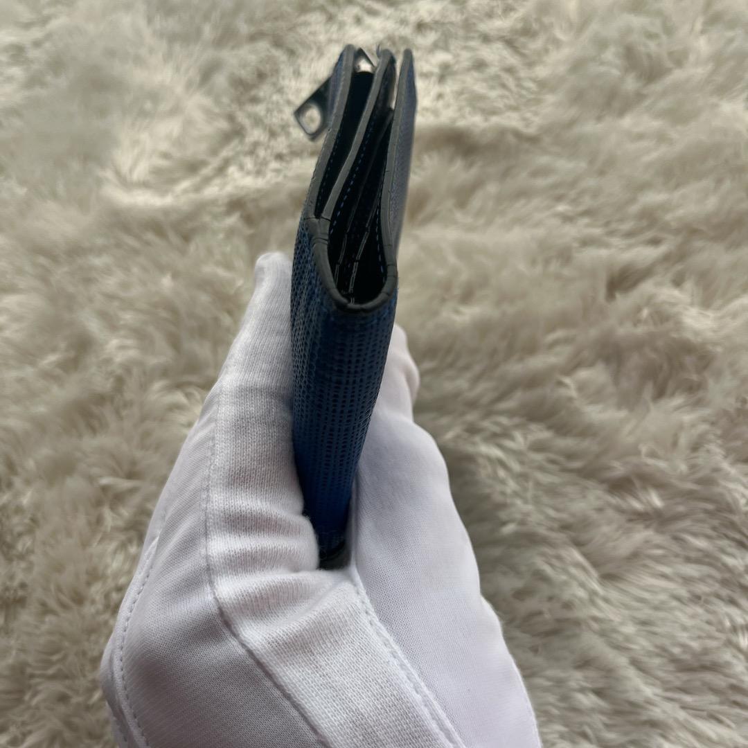 MARNI マルニ 二つ折り財布 バイカラー ブルー×ブラック レザー