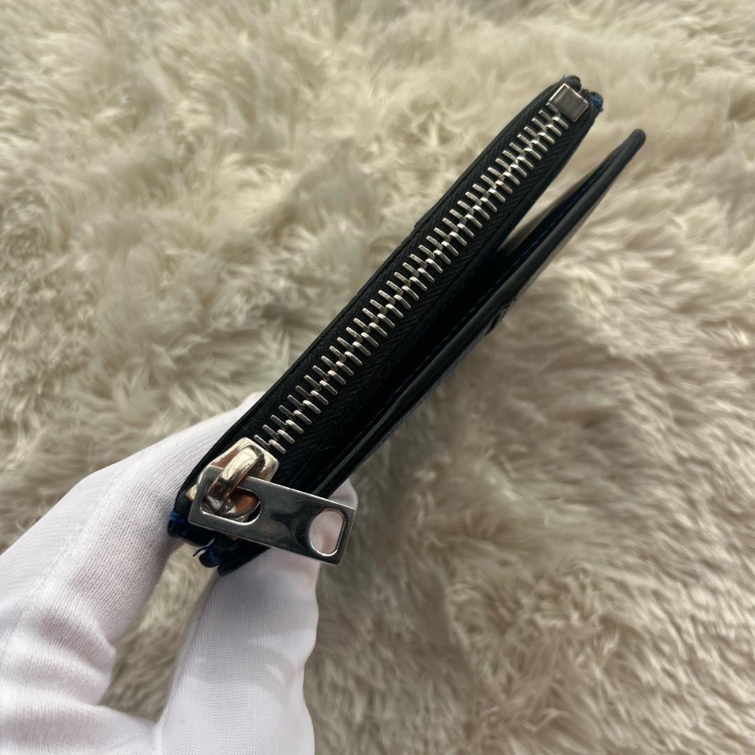 MARNI マルニ 二つ折り財布 バイカラー ブルー×ブラック レザー