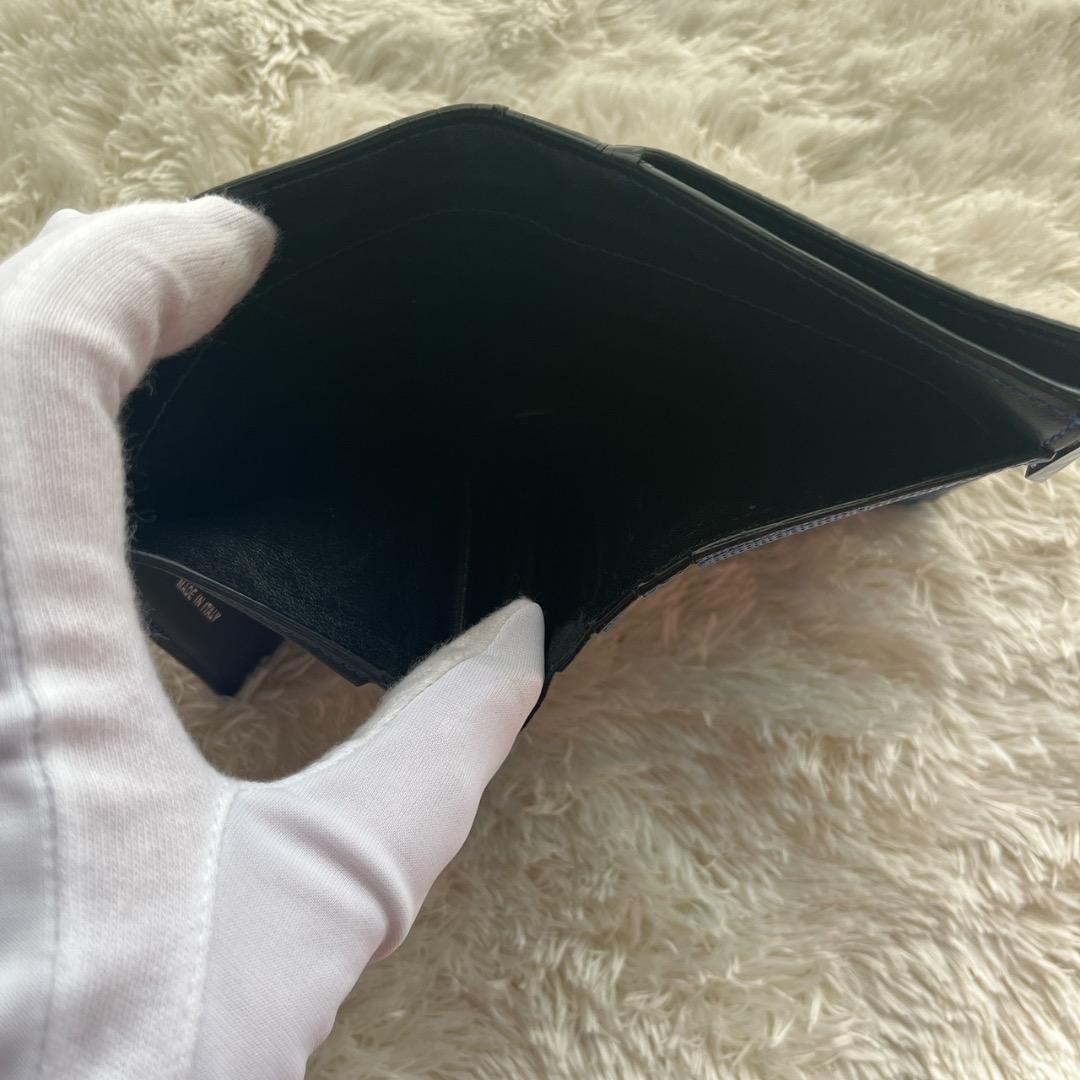 MARNI マルニ 二つ折り財布 バイカラー ブルー×ブラック レザー