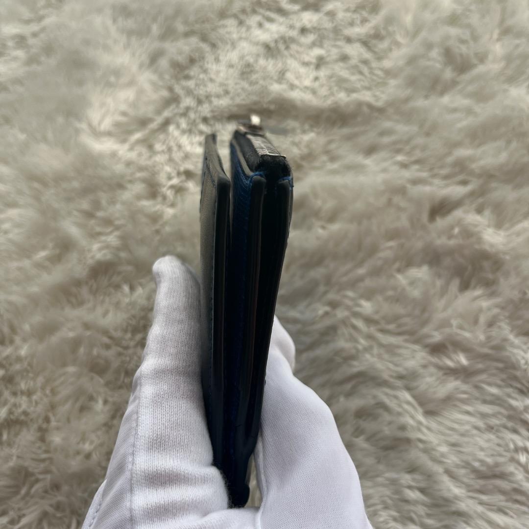 MARNI マルニ 二つ折り財布 バイカラー ブルー×ブラック レザー