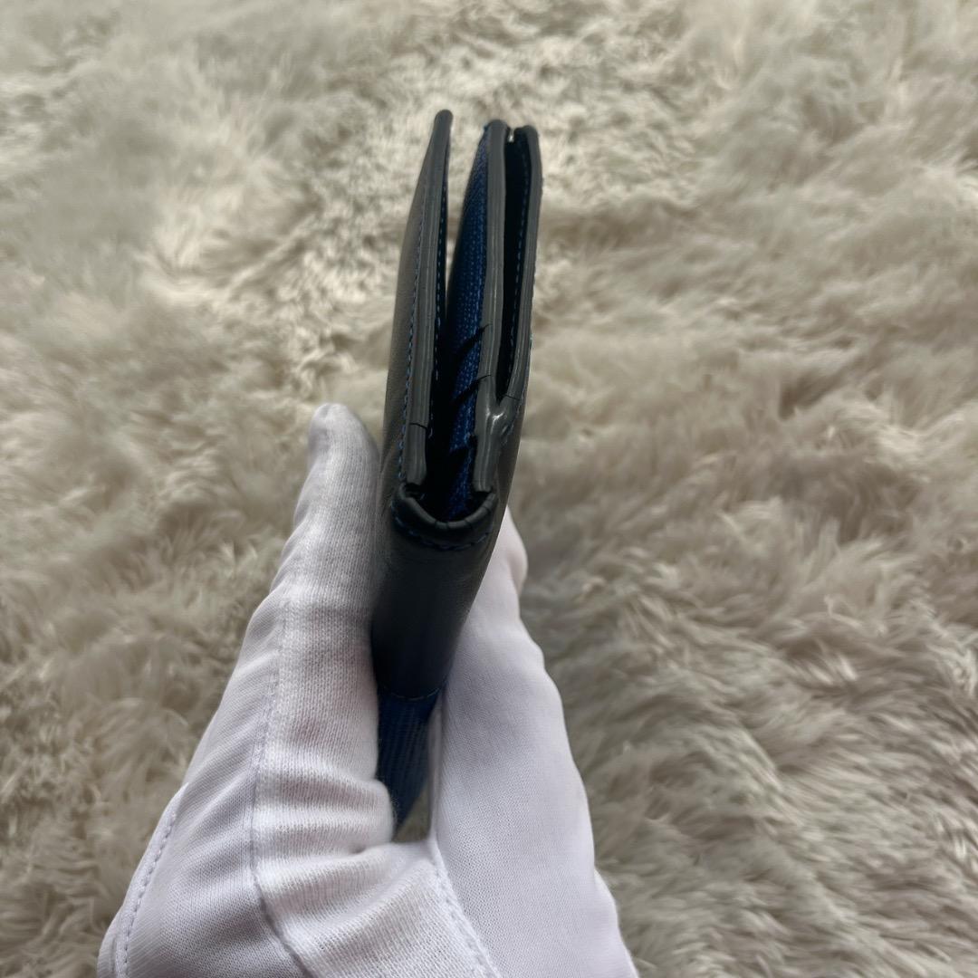 MARNI マルニ 二つ折り財布 バイカラー ブルー×ブラック レザー