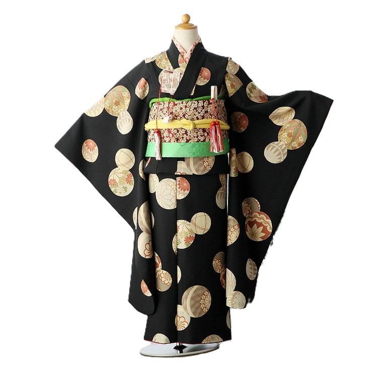 夢工房 7歳 女の子 着物 七五三　四つ身　手毬　黒