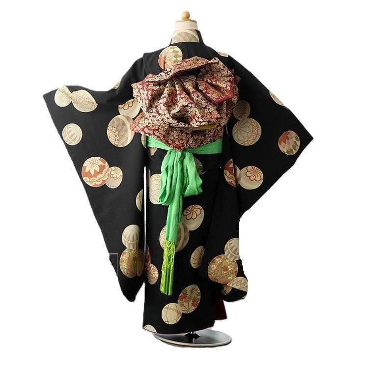 夢工房 7歳 女の子 着物 七五三　四つ身　手毬　黒