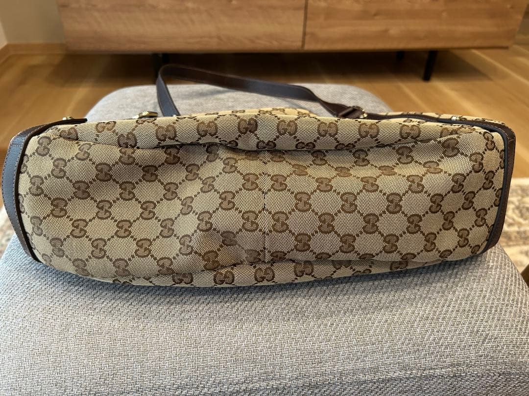 美品☆GUCCI グッチ アビーGGキャンバスレザーワンショルダートートバッグ