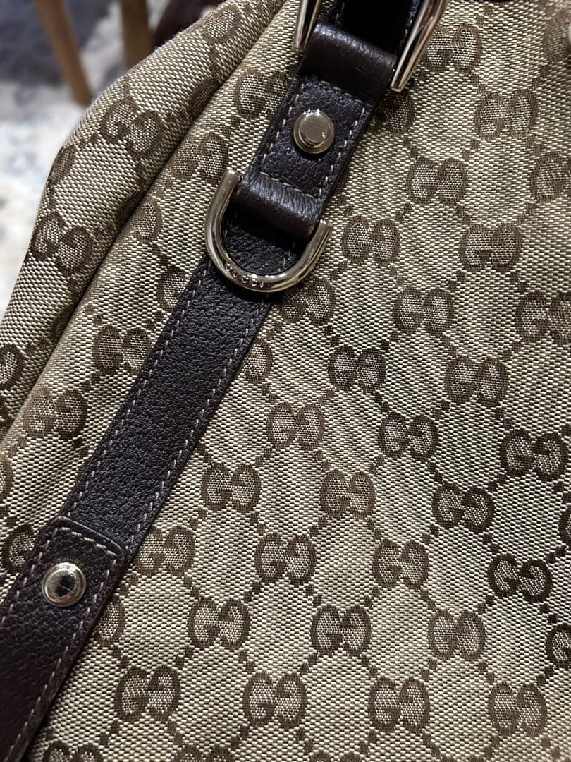 美品☆GUCCI グッチ アビーGGキャンバスレザーワンショルダートートバッグ