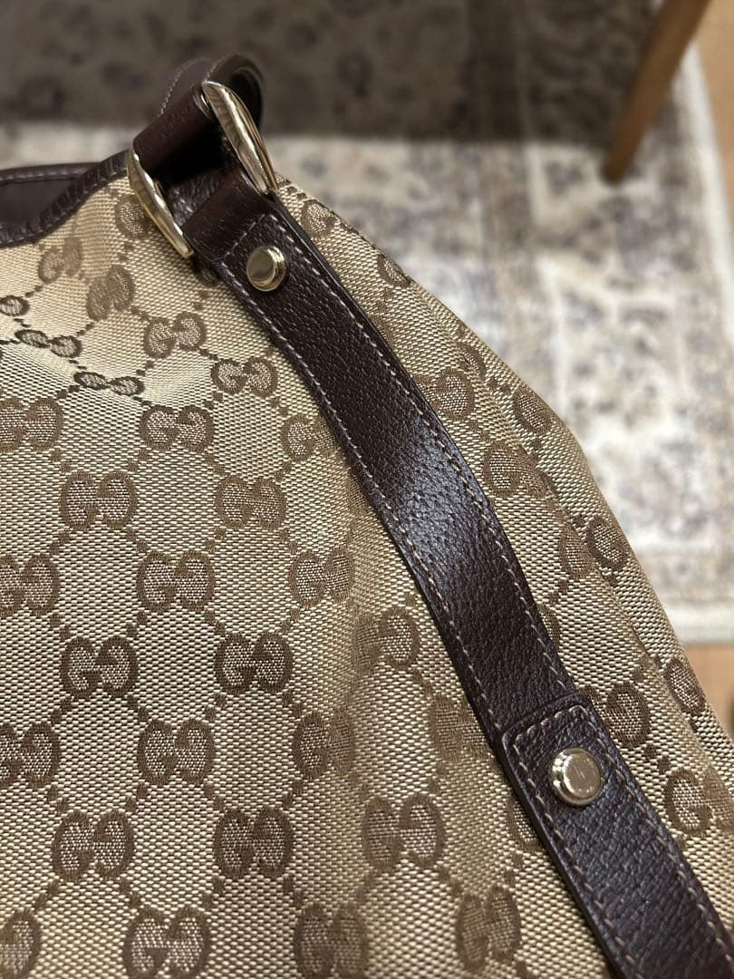 美品☆GUCCI グッチ アビーGGキャンバスレザーワンショルダートートバッグ