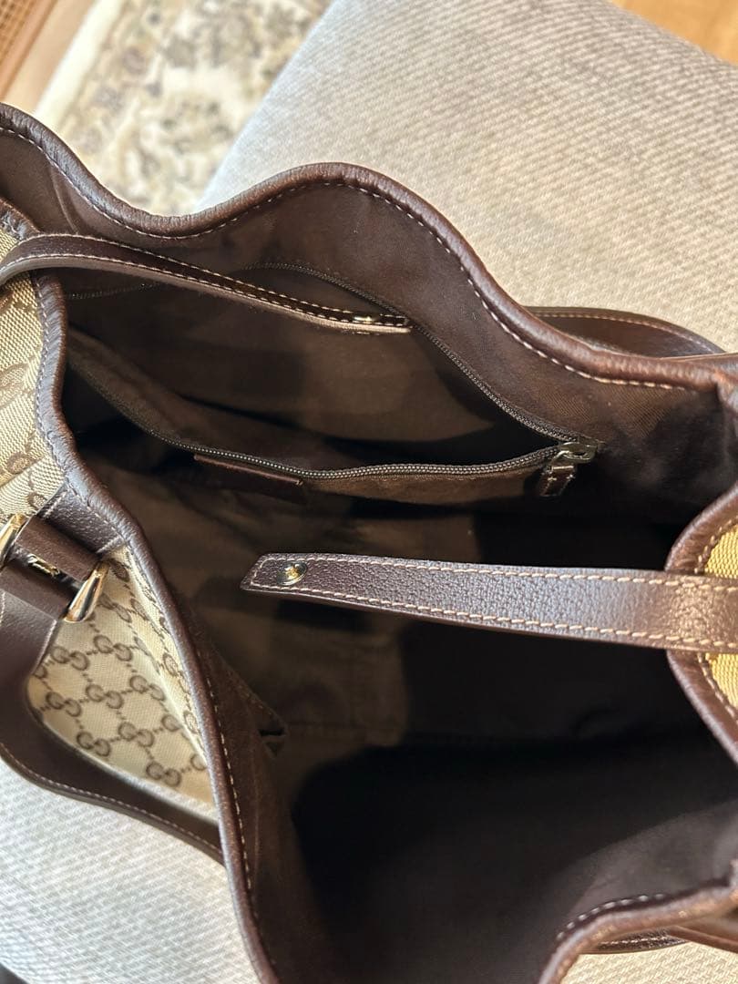 美品☆GUCCI グッチ アビーGGキャンバスレザーワンショルダートートバッグ