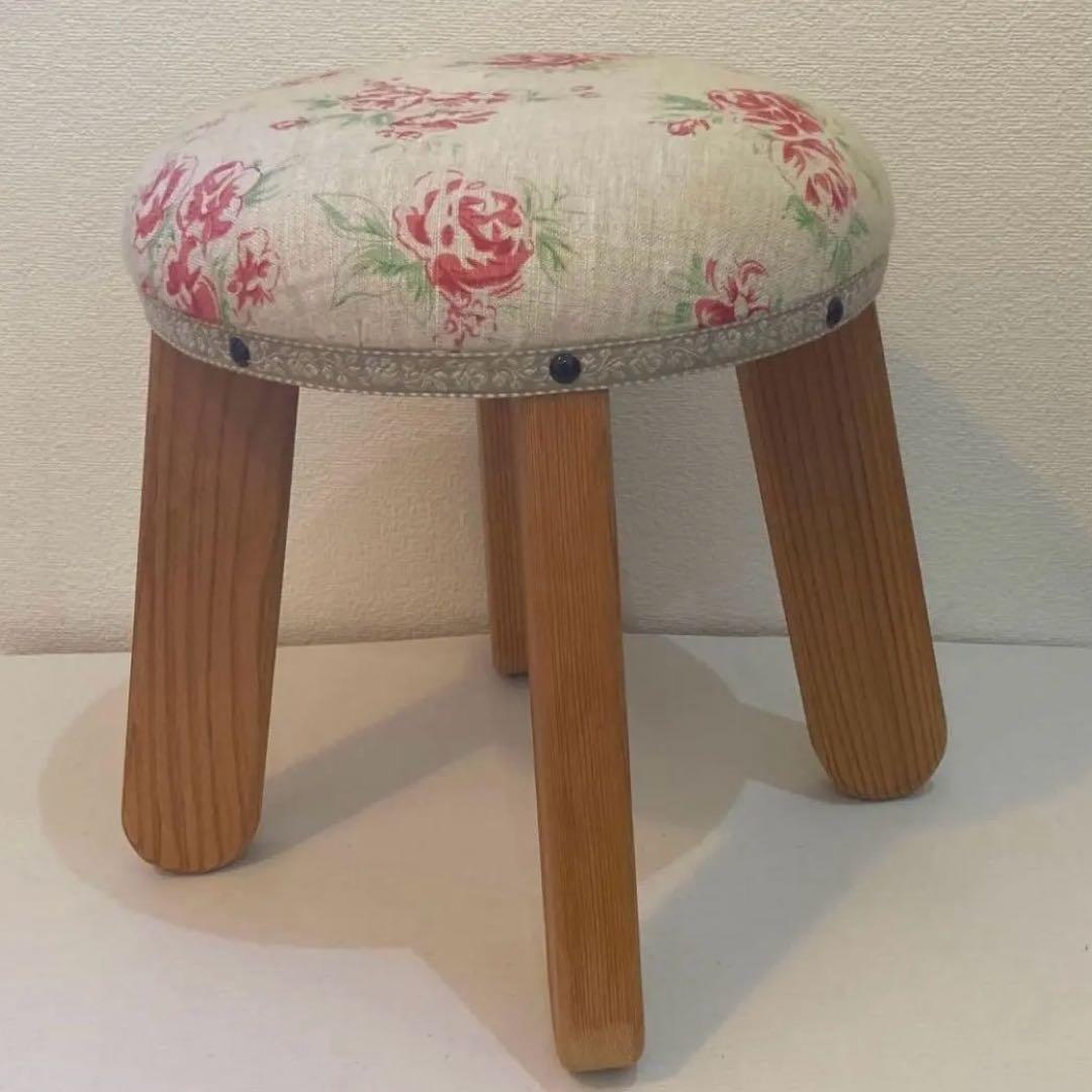 スツール　丸型　花柄　used