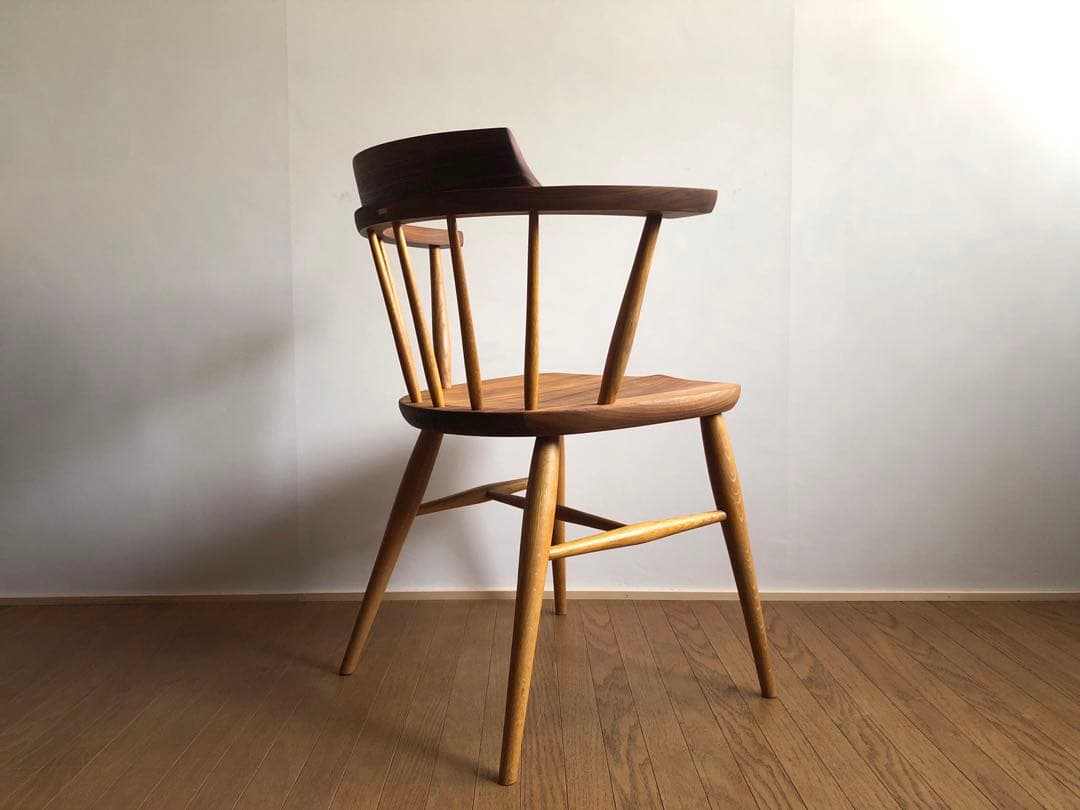 柏木工 キャプテンチェア ウォールナット&オーク無垢材 アーム付き オイル仕様