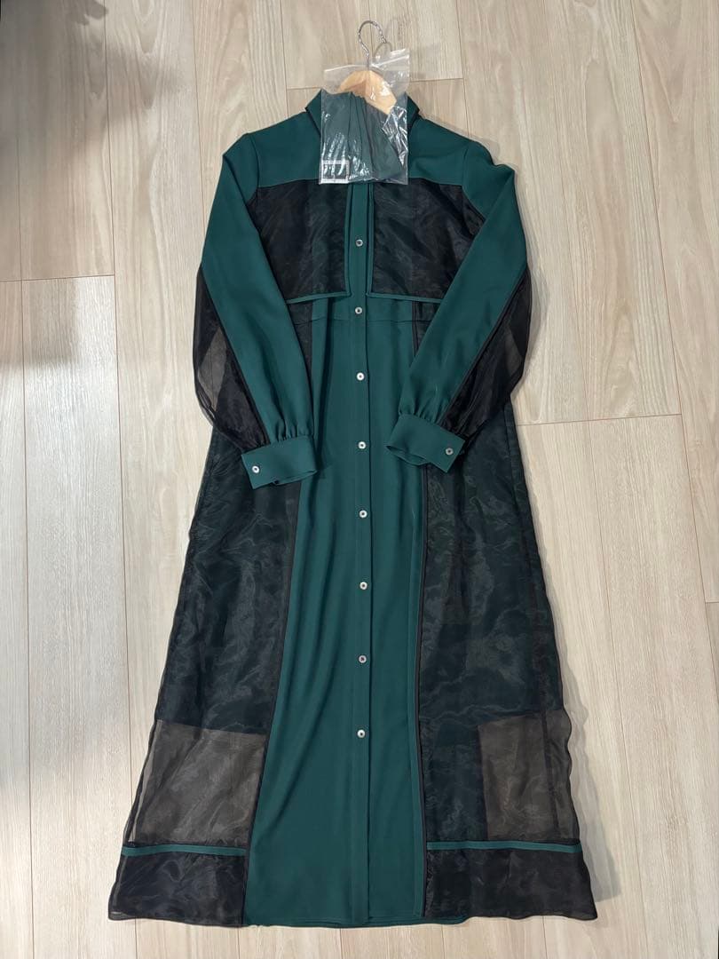 HARE パイピングシアーワンピース　グリーン　FREEサイズ