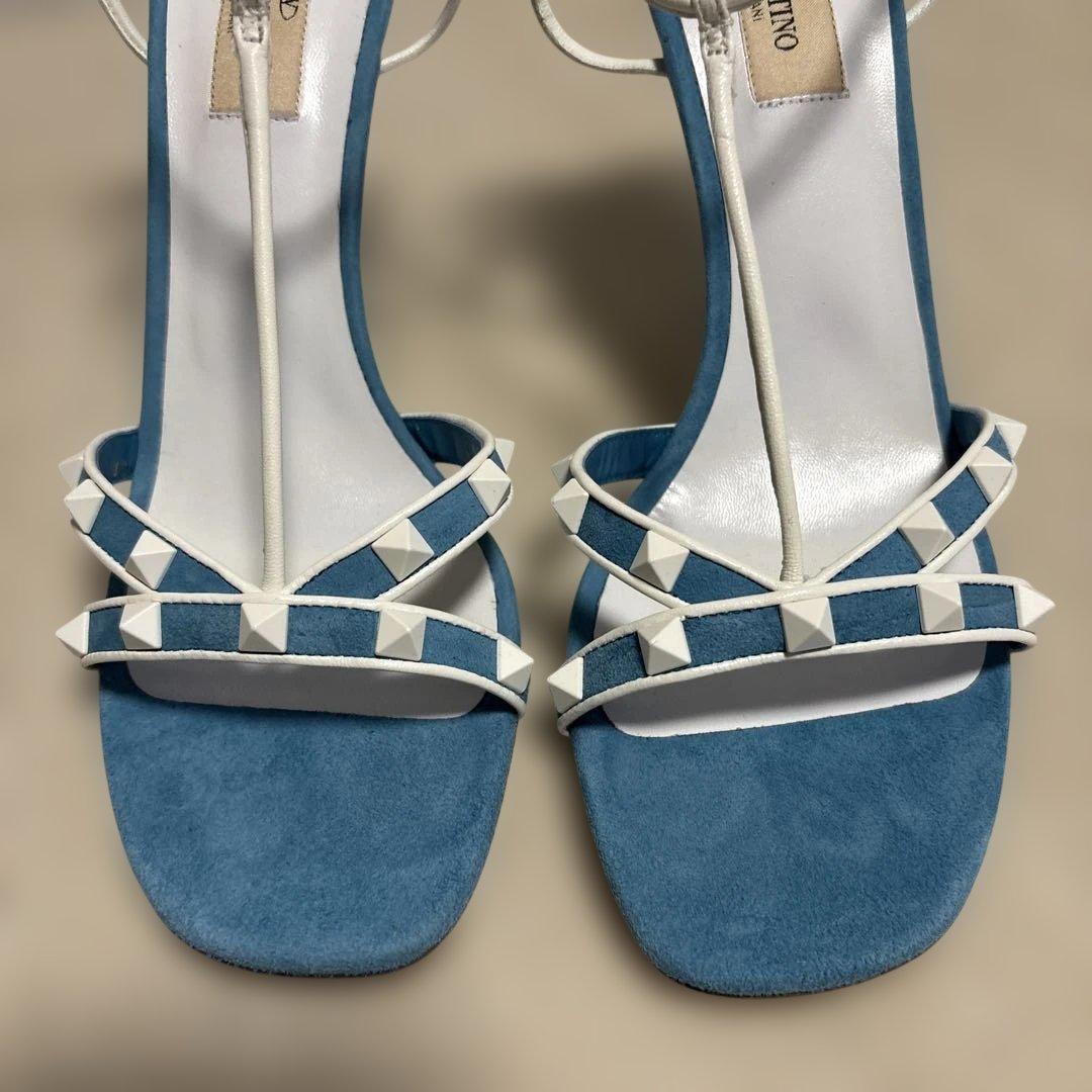 Valentino 青白 スタッズ ハイヒール25㎝〜25.5㎝