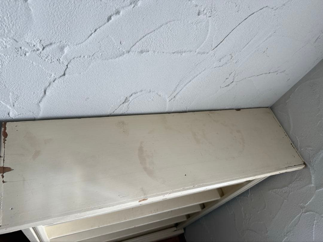 フランスアンティーク　木製ペイントブックシェルフ5段