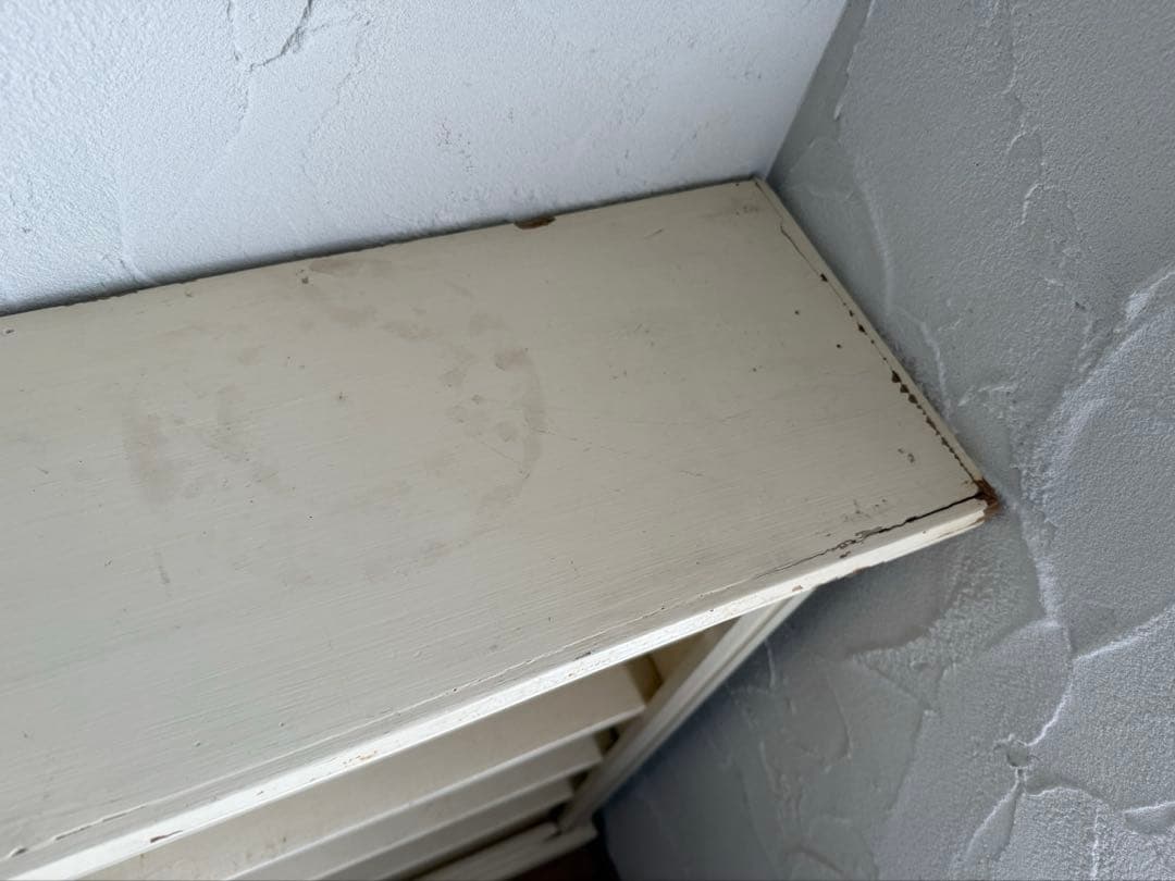 フランスアンティーク　木製ペイントブックシェルフ5段