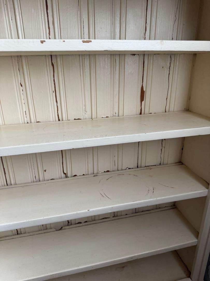 フランスアンティーク　木製ペイントブックシェルフ5段