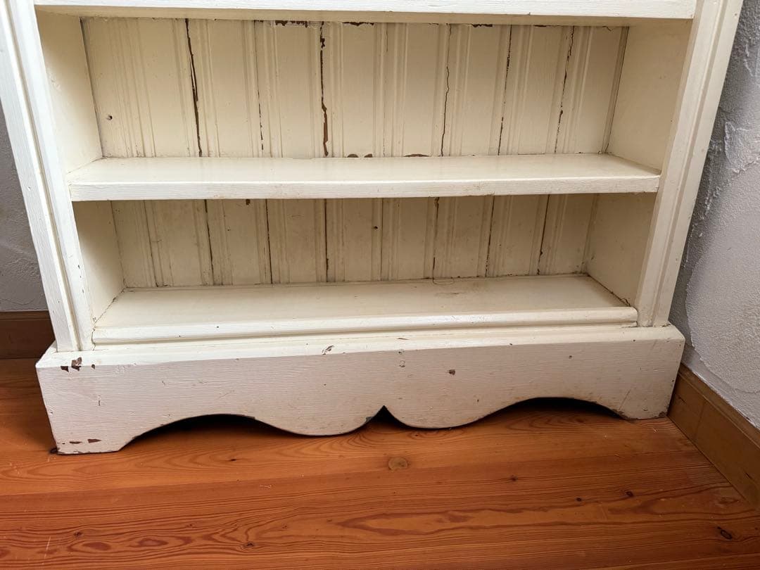 フランスアンティーク　木製ペイントブックシェルフ5段