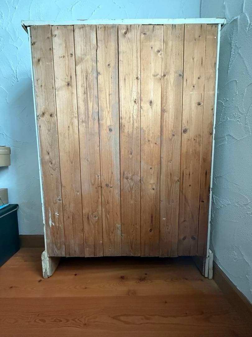 フランスアンティーク　木製ペイントブックシェルフ5段