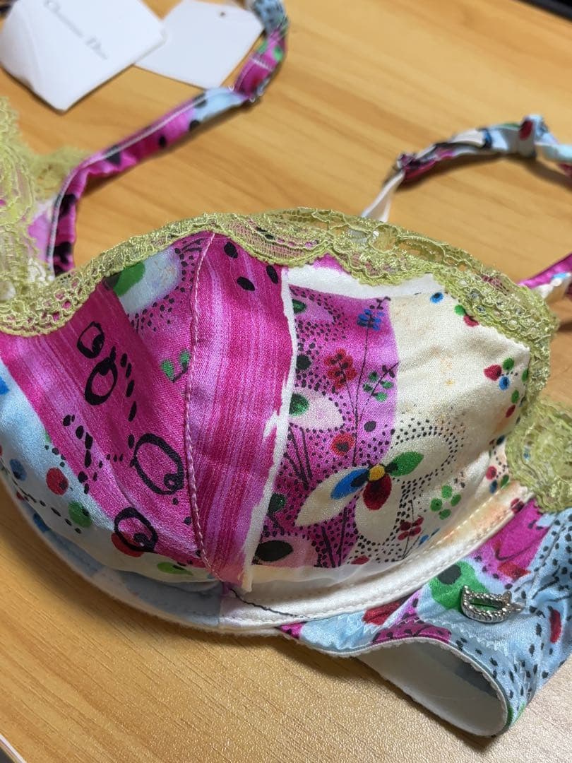 ガリアーノ期 Christian Dior マルチカラープリントシルクブラジャー