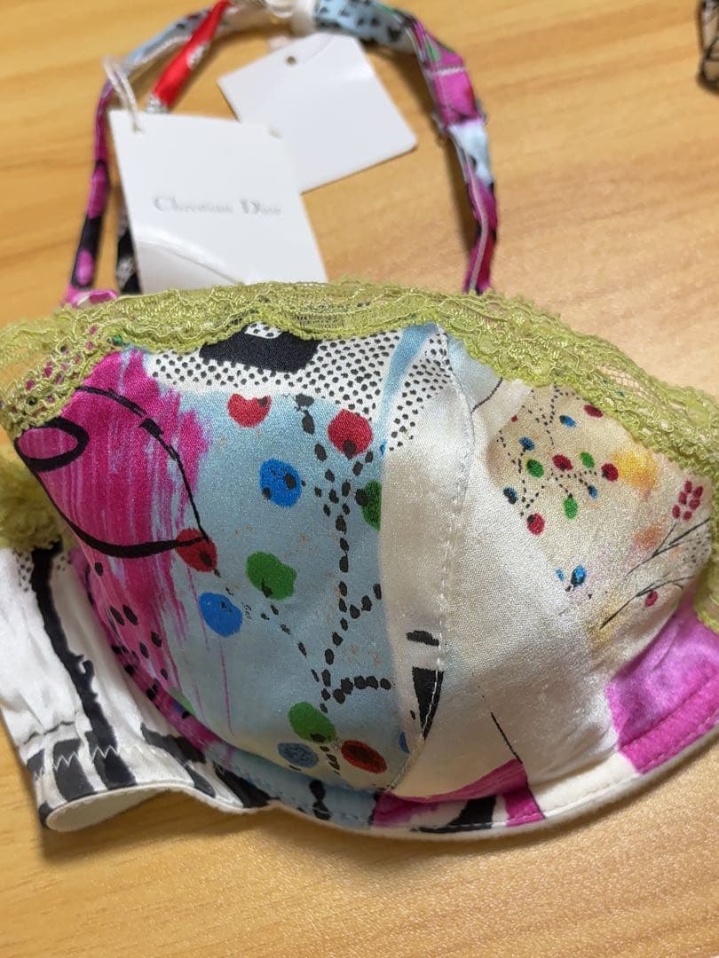 ガリアーノ期 Christian Dior マルチカラープリントシルクブラジャー