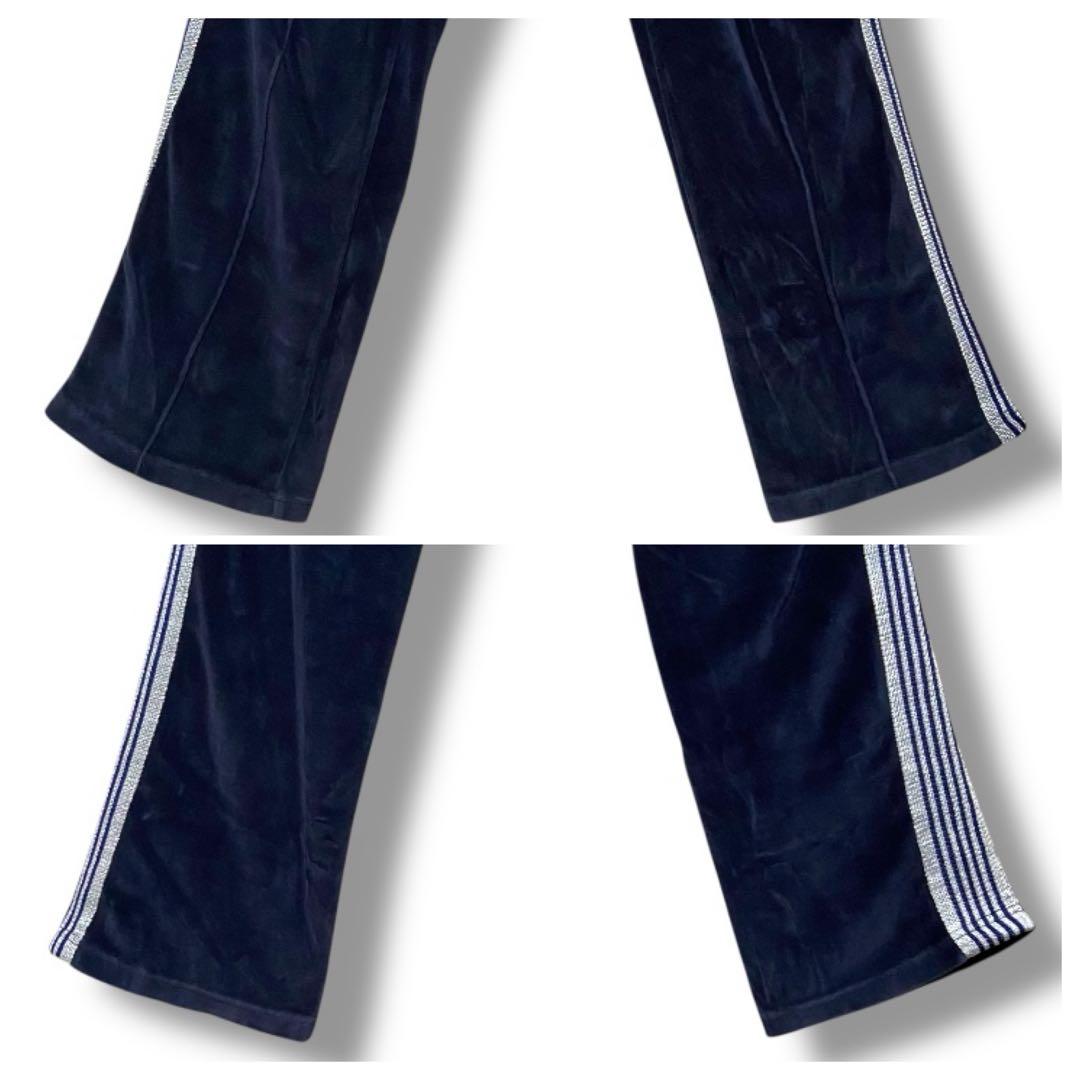 【入手困難】Needles ニードルス ベロア トラックパンツ 紺M 刺繍ロゴ