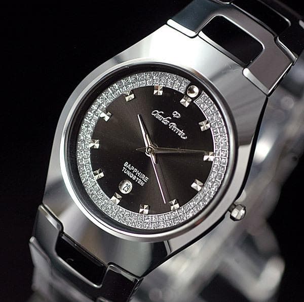 新品Charles Perrinタングステン腕時計メンズ未使用オニキスブラック