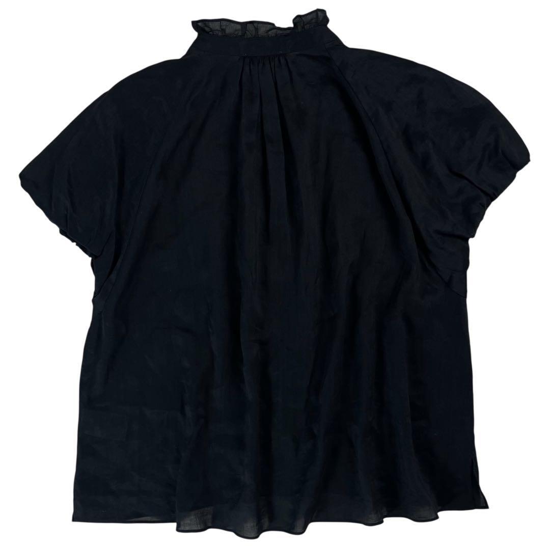 美品25SSボールジィ 今期 スムースラミー フリルカラーブラウス 洗える 現行