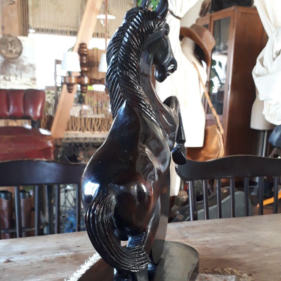 黒檀　馬　置物