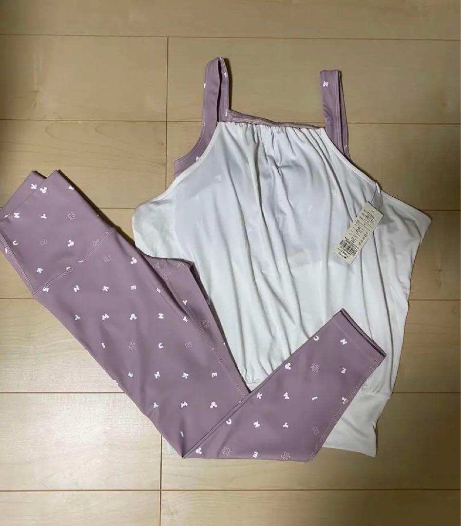 ヨガウェア上下S sizeセット ホワイト/ラベンダー