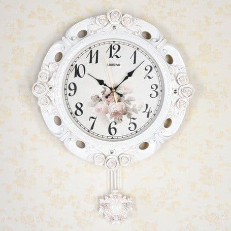 要問合わせ♥️薔薇空間♥️壁掛け時計　掛時計　時計　薔薇　ローズ　ロココ調　白