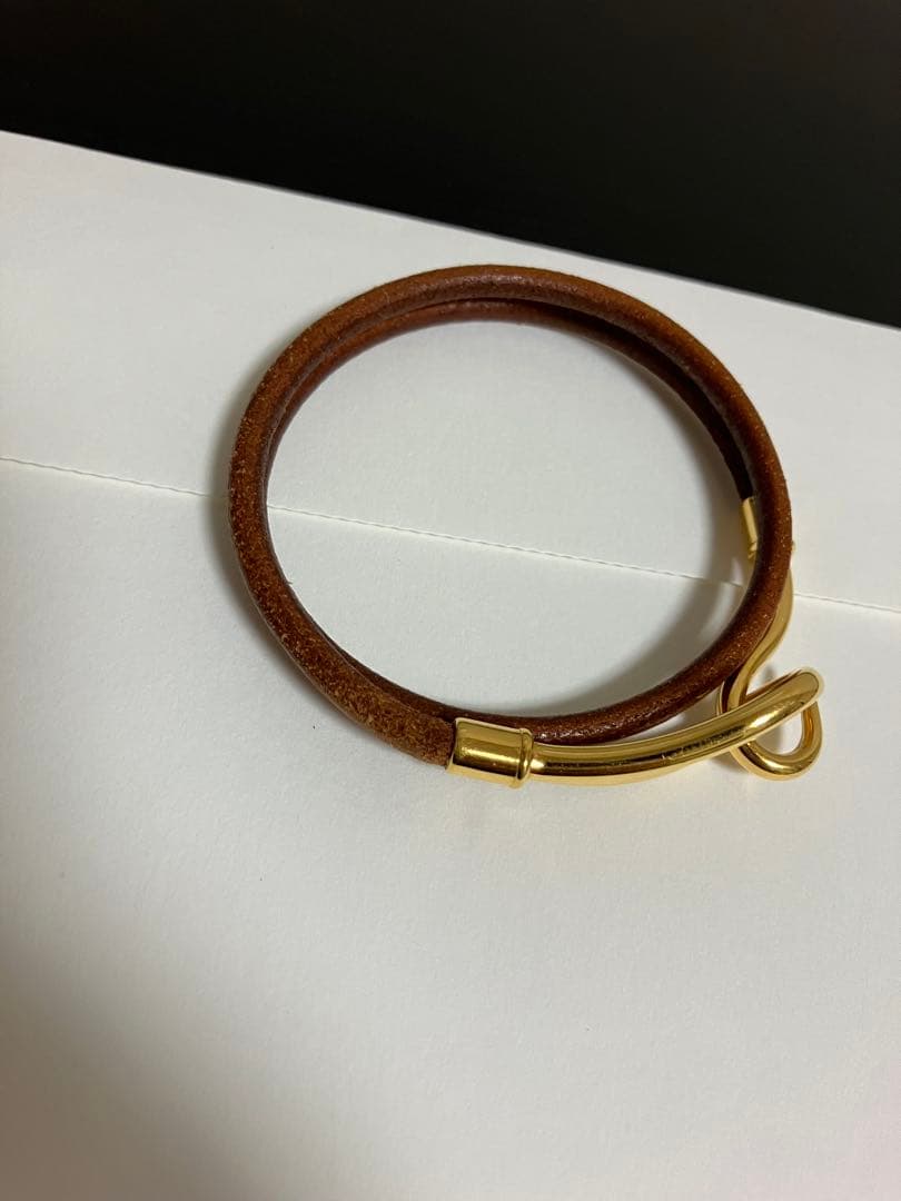 HERMES エルメス ジャンボ 茶×金 二重 ブレスレット