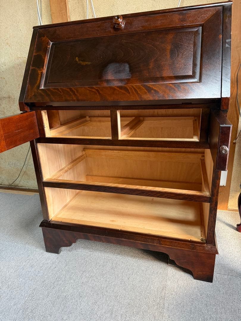 北海道民芸家具 ライティングビューロー カバ材 書斎収納