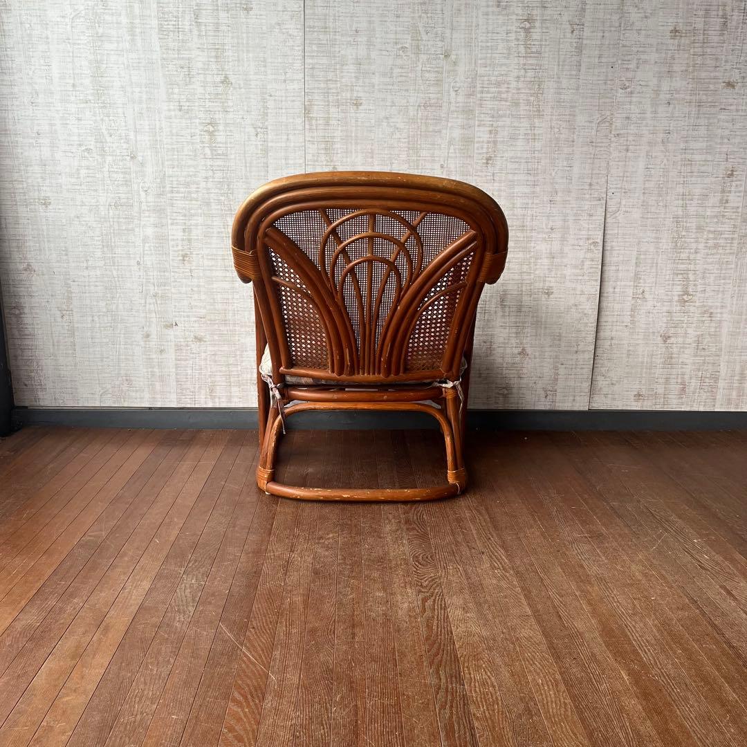 【アンティーク】② 籐 ラタンチェア アームチェア 椅子 クッションチェア