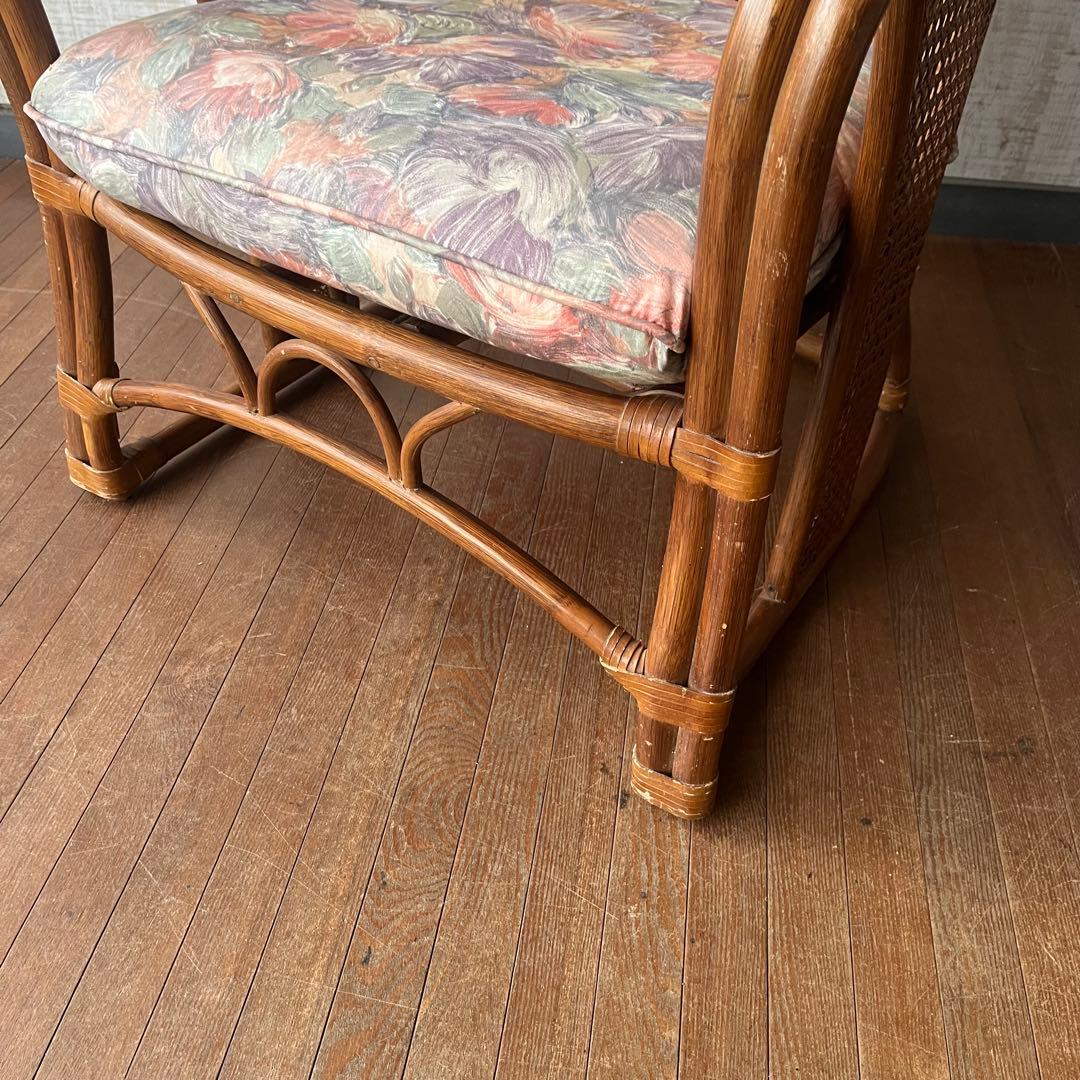 【アンティーク】② 籐 ラタンチェア アームチェア 椅子 クッションチェア
