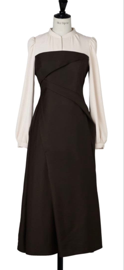 ハーリップトゥー Bicolor Draped Dress ワンピース モカ