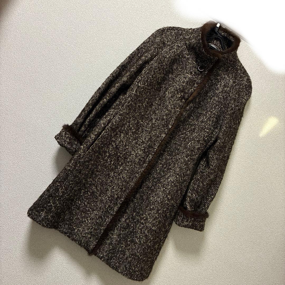 マックスマーラ　コート　ツィード　ファー（ミンク）　サイズ 38 MaxMara