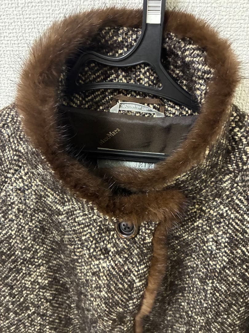 マックスマーラ　コート　ツィード　ファー（ミンク）　サイズ 38 MaxMara