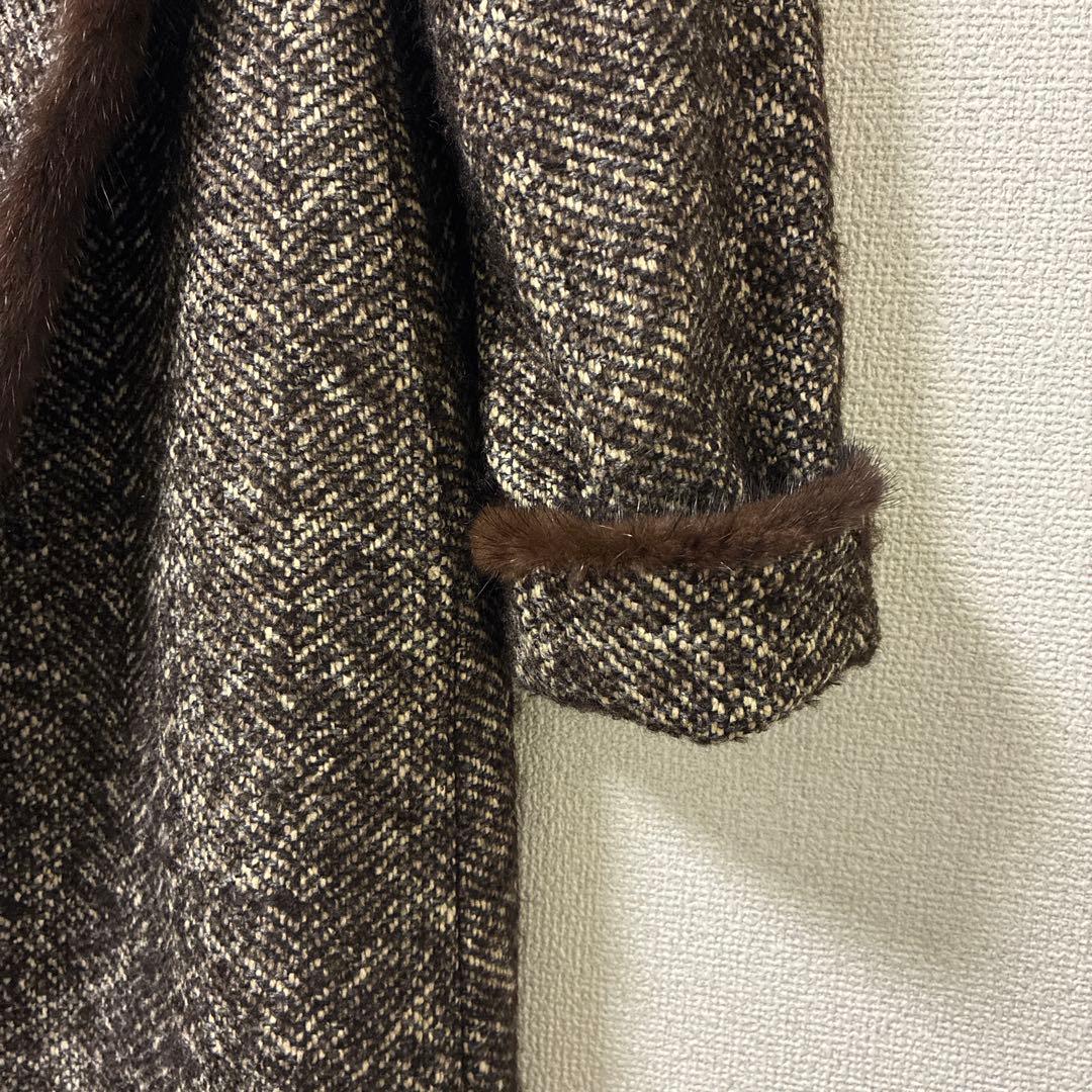 マックスマーラ　コート　ツィード　ファー（ミンク）　サイズ 38 MaxMara