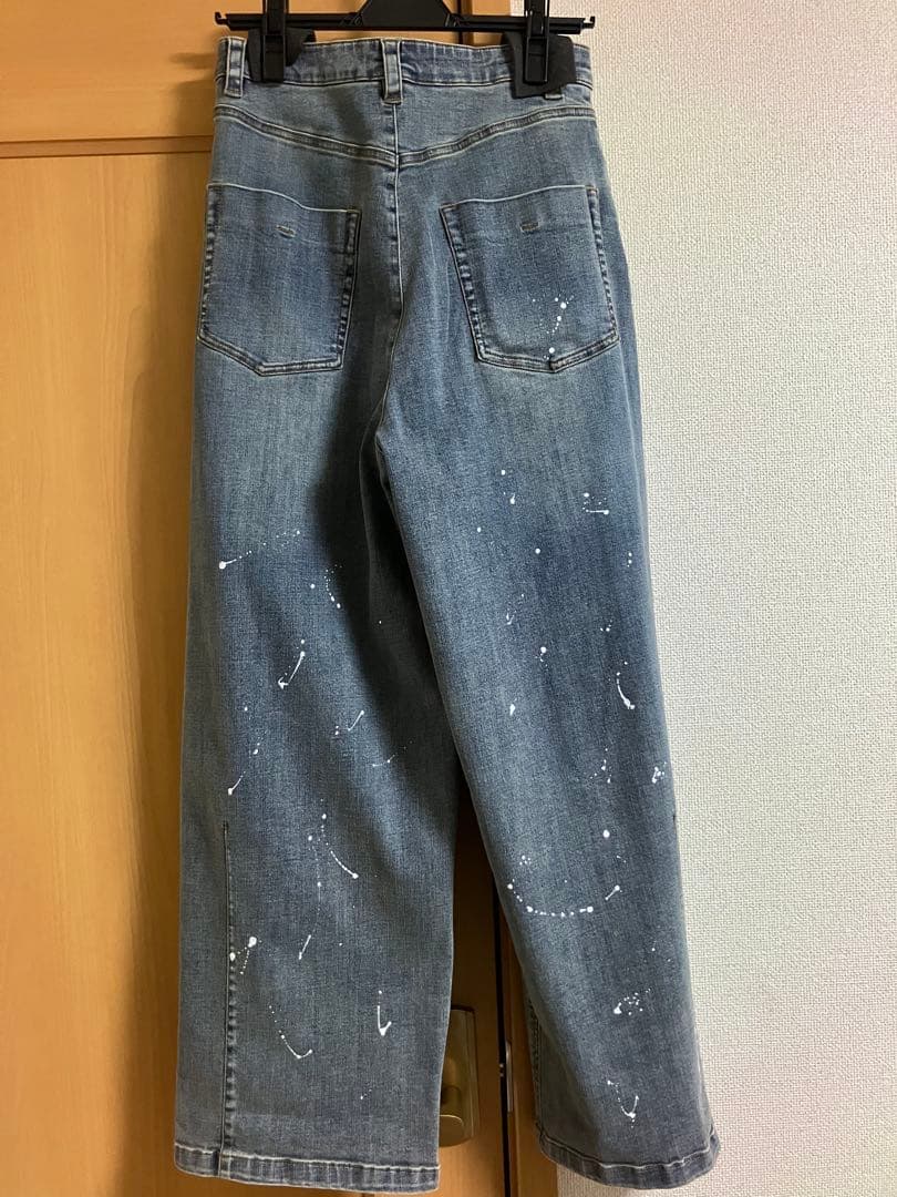 ayaneペイント加工バレルレッグデニムパンツ36