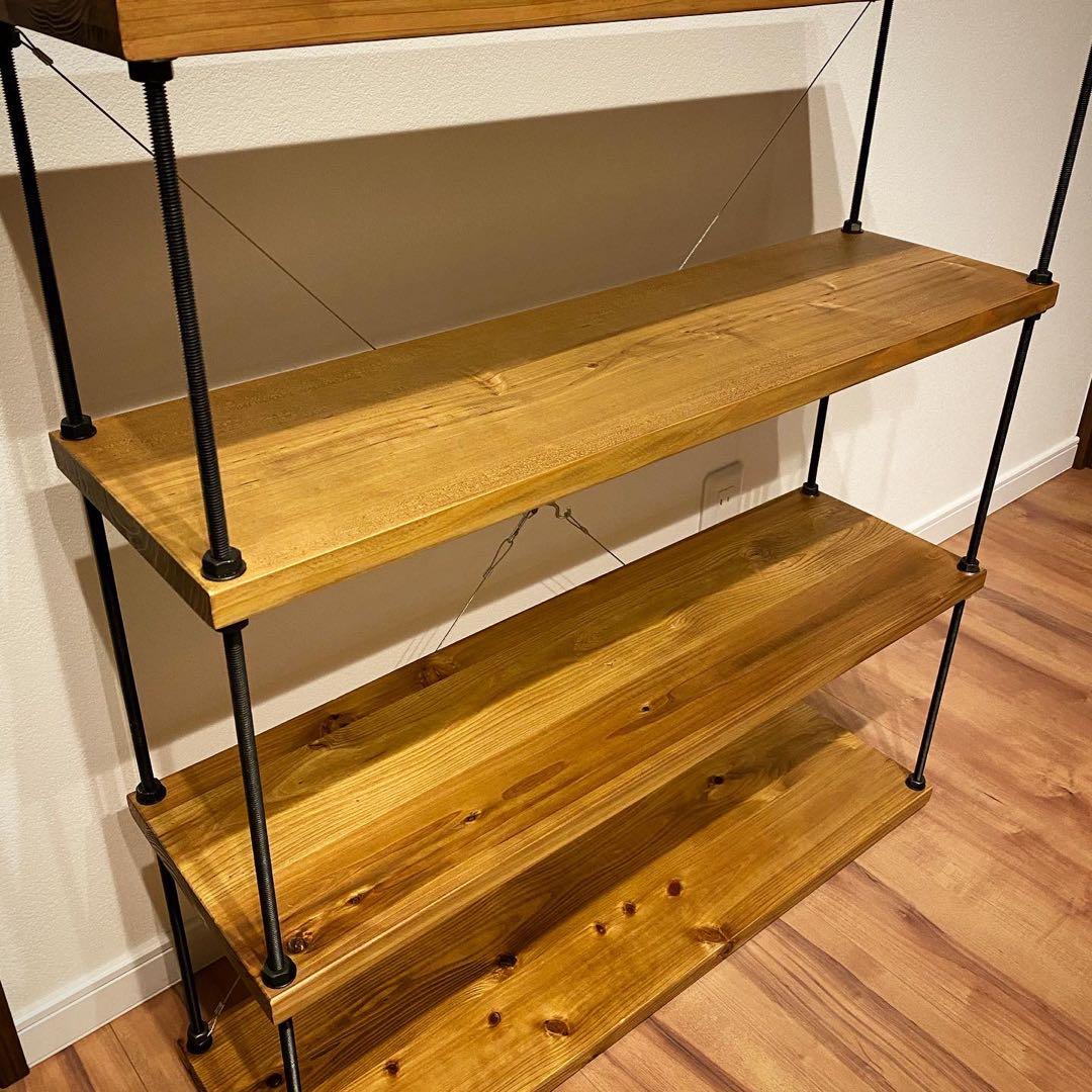 幅60cm☆ワイヤークロス 木製ラック☆食器棚☆木製シェルフ☆アイアンラック