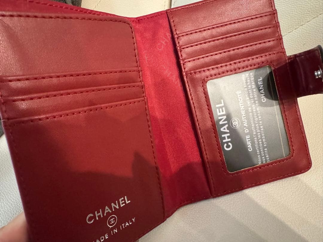 CHANEL 黒 レザー パスポートケース　手帳　カードケース