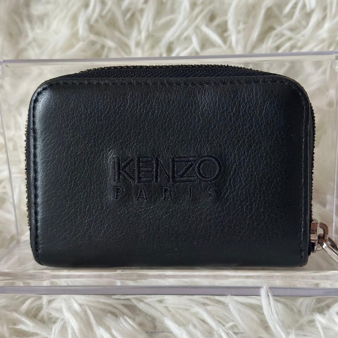 ✨️美品✨️ ケンゾー ケース タイガー 型押し レザー 黒 コンパクト