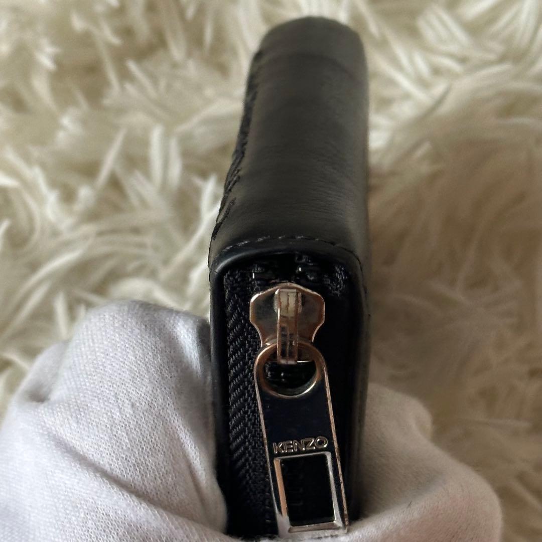 ✨️美品✨️ ケンゾー ケース タイガー 型押し レザー 黒 コンパクト