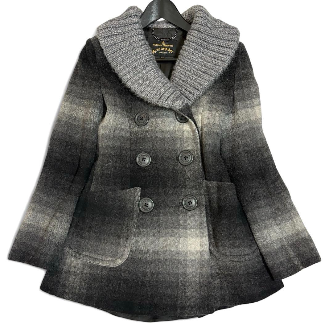 美品✨ヴィヴィアンウエストウッド ショールカラー ダブル コート チェック 38