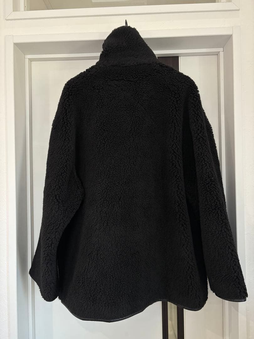 fano studios レザーパイピングスタンドカラーボアジャケット コート