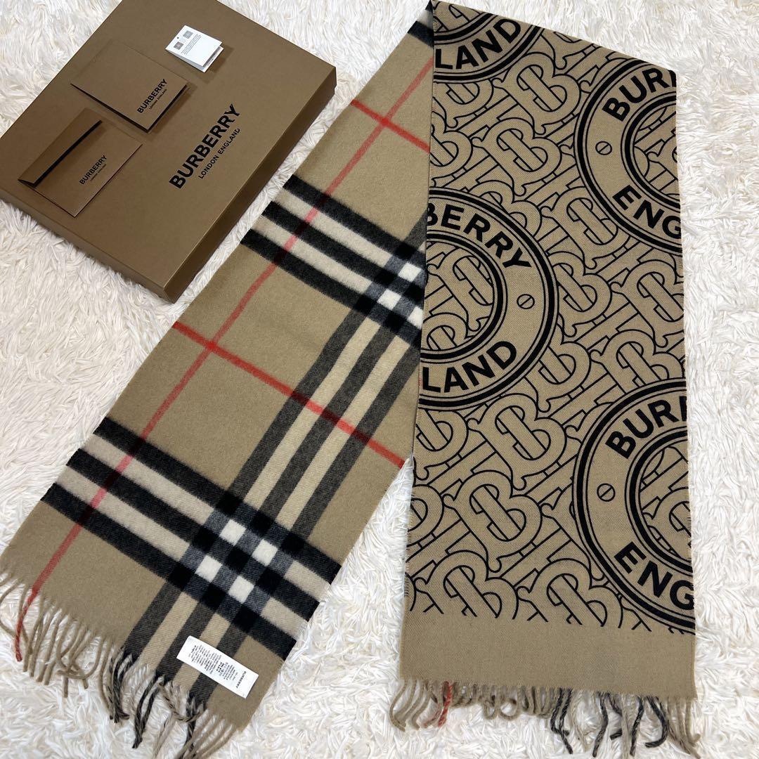 小さい7⭐️バーバリー TB メガチェック カシミヤ マフラー モンタージュ