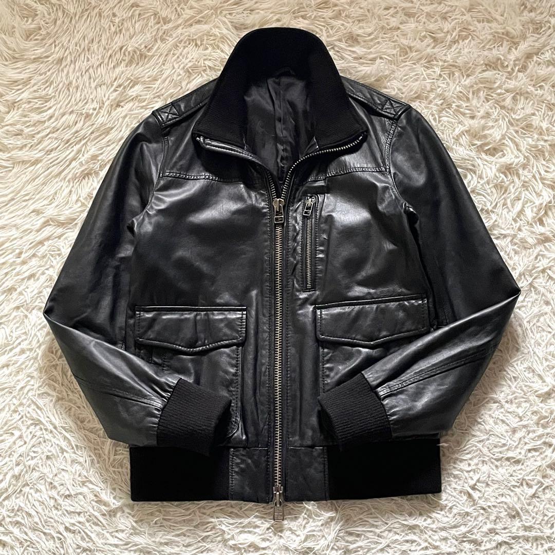 SHIPS JET BLUE 本革 ラムレザージャケット A-2