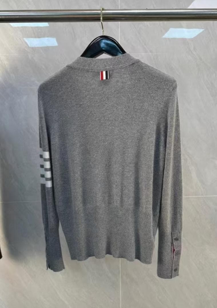 THOM BROWNE グレー Vネックカーディガン 1サイズ